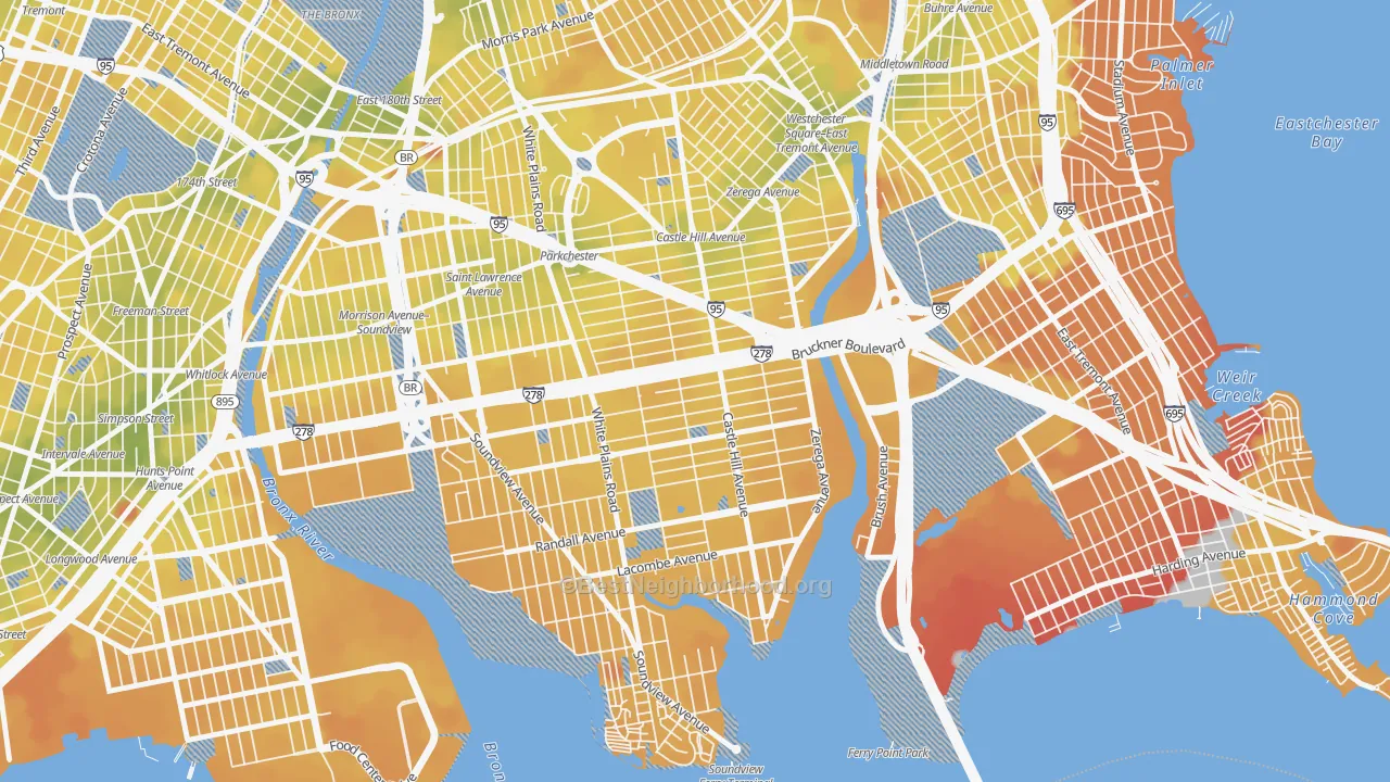Transit Grade map of Unionport, Bronx, NY