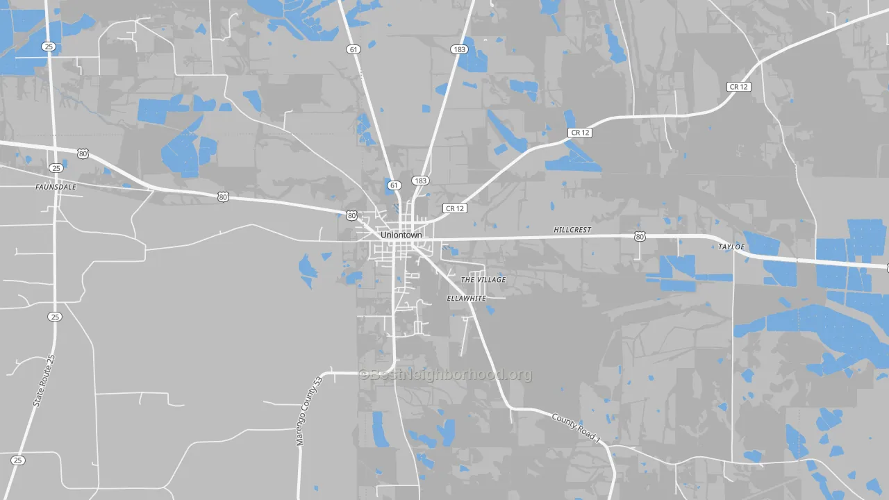 Transit Grade map of Uniontown, AL