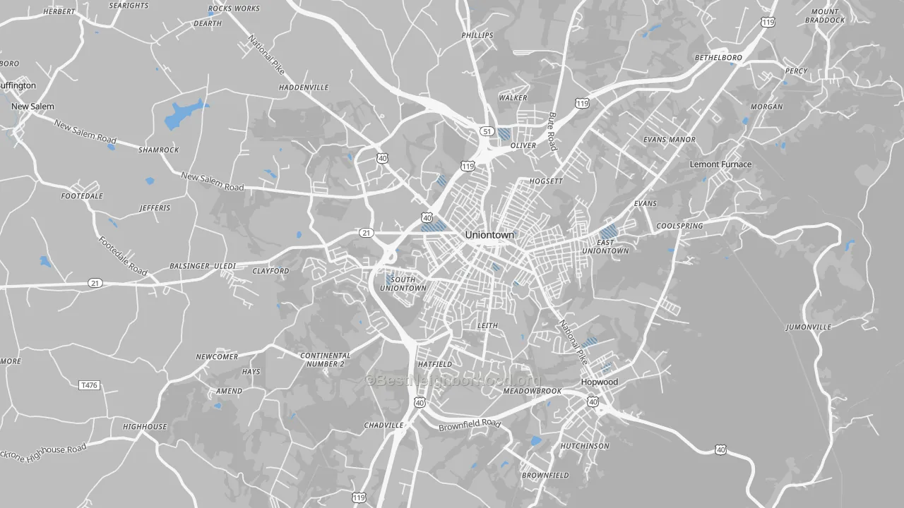 Transit Grade map of Uniontown, PA