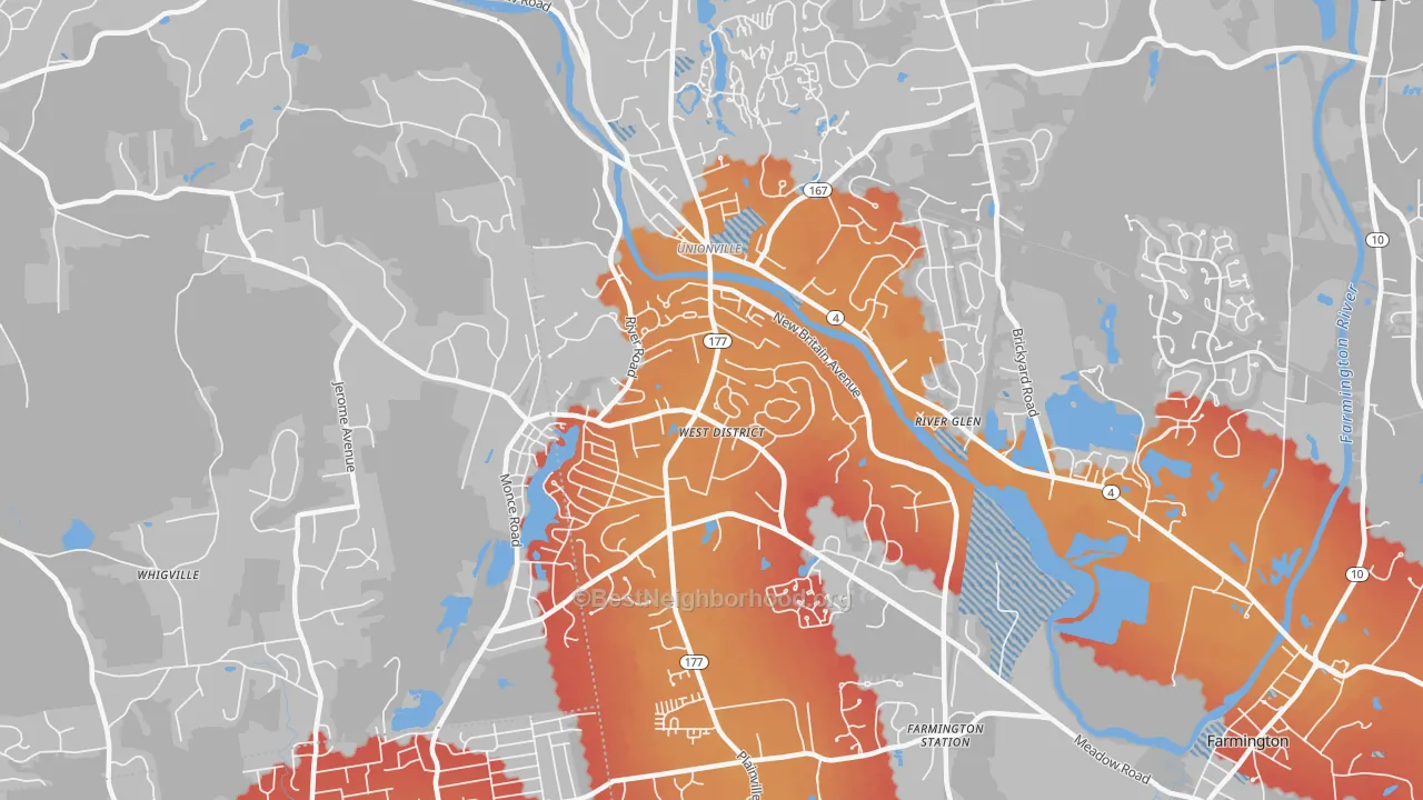 Transit Grade map of Unionville, CT