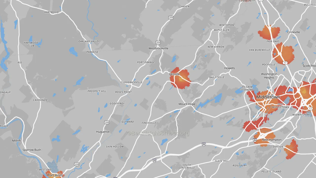 Transit Grade map of Unionville, NY
