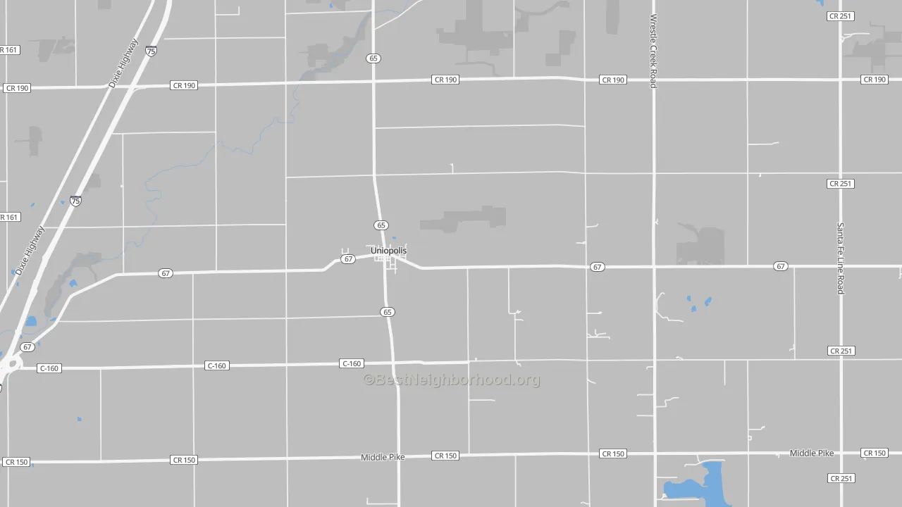 Transit Grade map of Uniopolis, OH