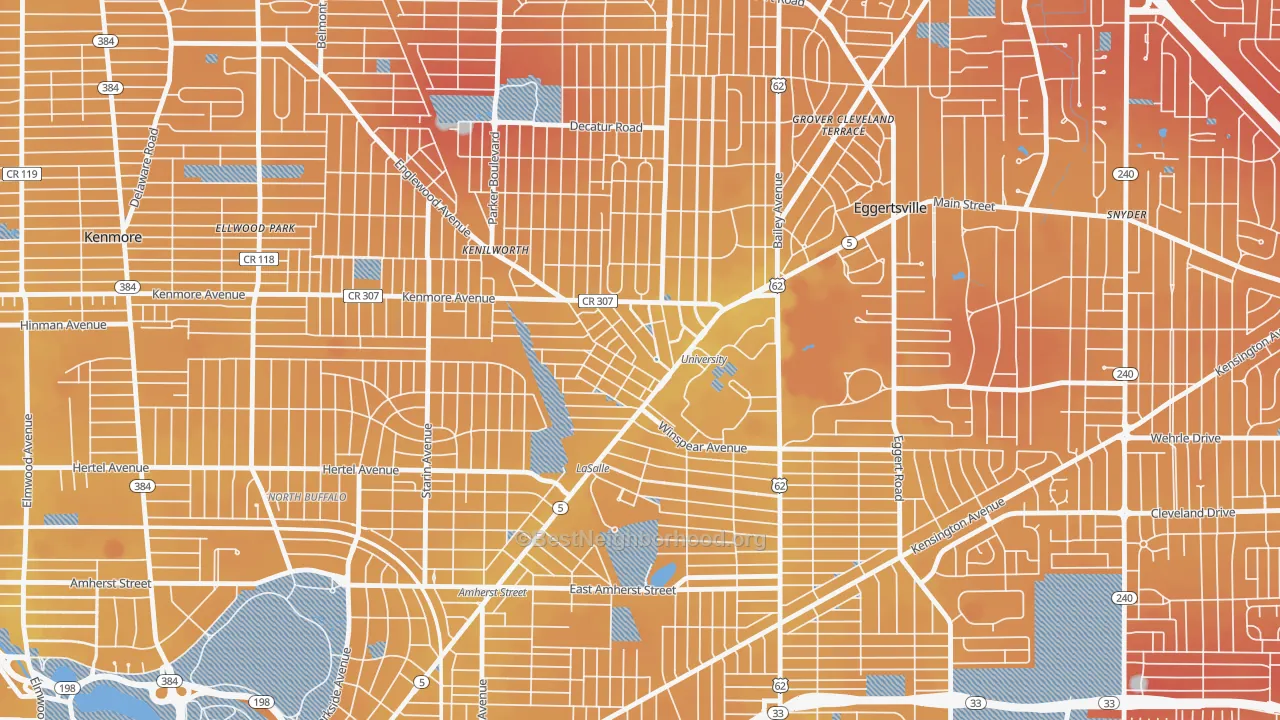 Transit Grade map of University, Buffalo, NY