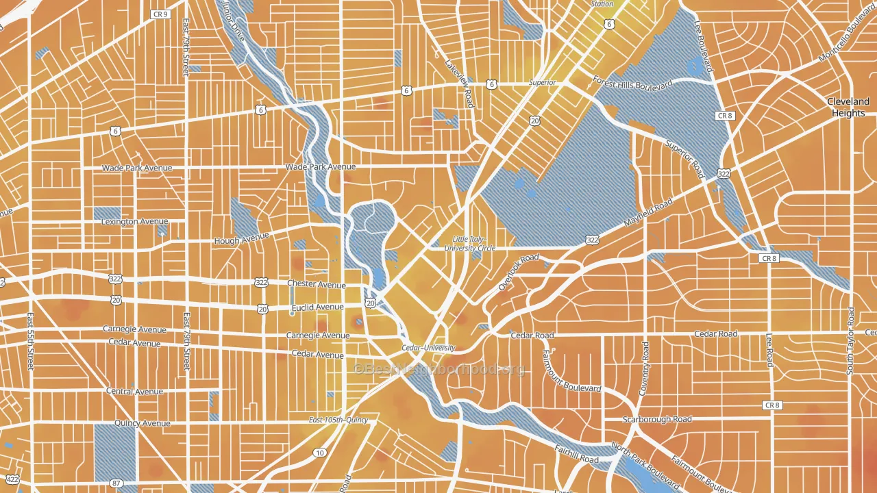 Transit Grade map of University District, Cleveland, OH