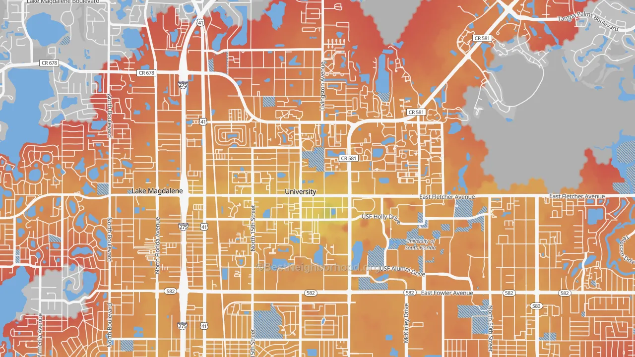 Transit Grade map of University, FL