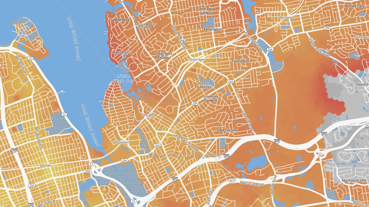Transit Grade map of University Gardens, Great Neck, NY