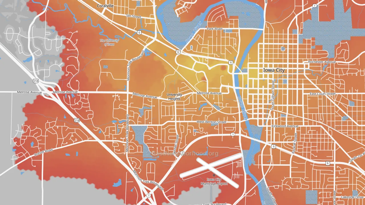Transit Grade map of University Heights, IA