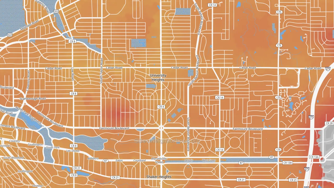 Transit Grade map of University Heights, OH
