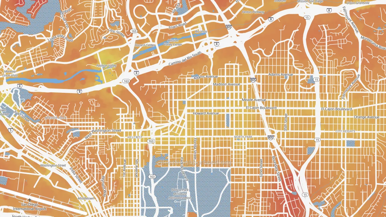 Transit Grade map of University Heights, San Diego, CA