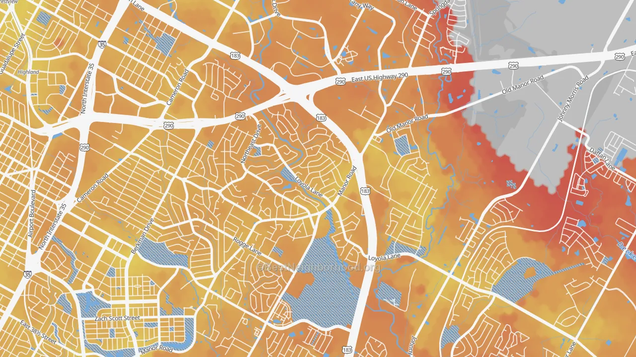 Transit Grade map of University Hills, Austin, TX