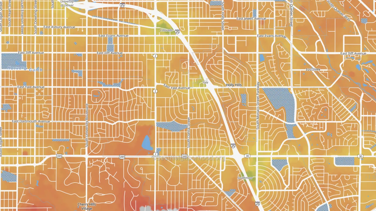 Transit Grade map of University Hills, Denver, CO