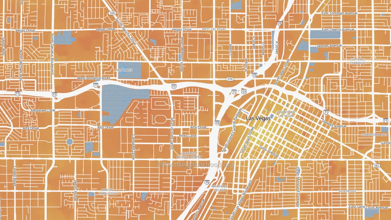 Transit Grade map of University Medical Center, Las Vegas, NV