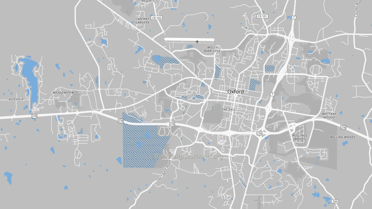 Transit Grade map of University, MS