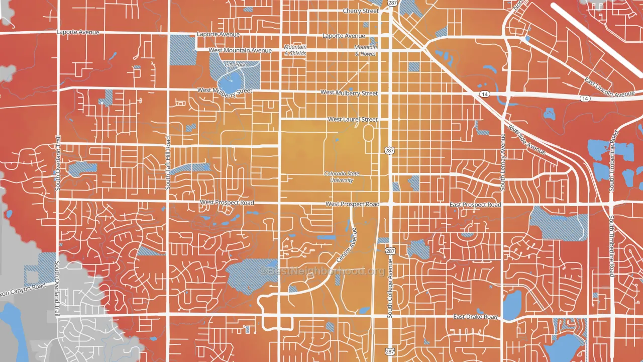 Transit Grade map of University North, Fort Collins, CO