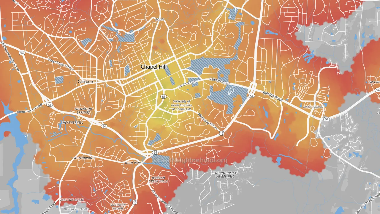 Transit Grade map of University of NC at Chapel Hill, Chapel Hill, NC