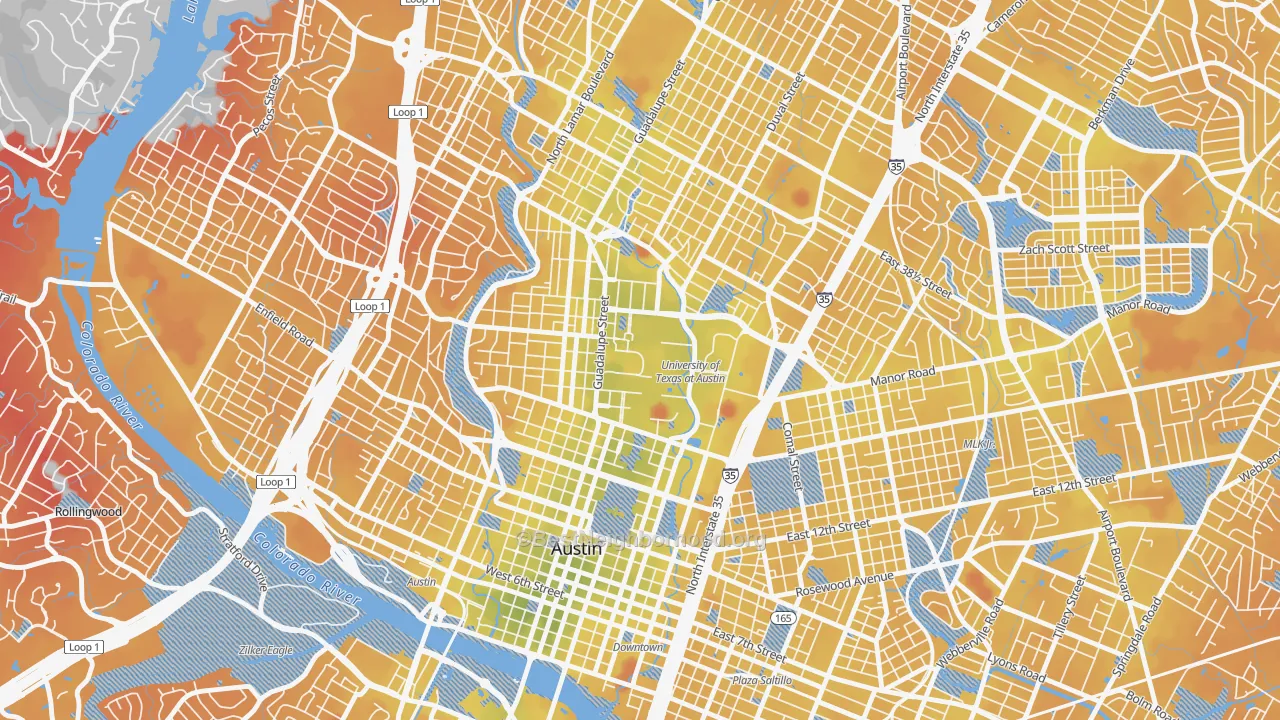 Transit Grade map of University Of Texas, Austin, TX