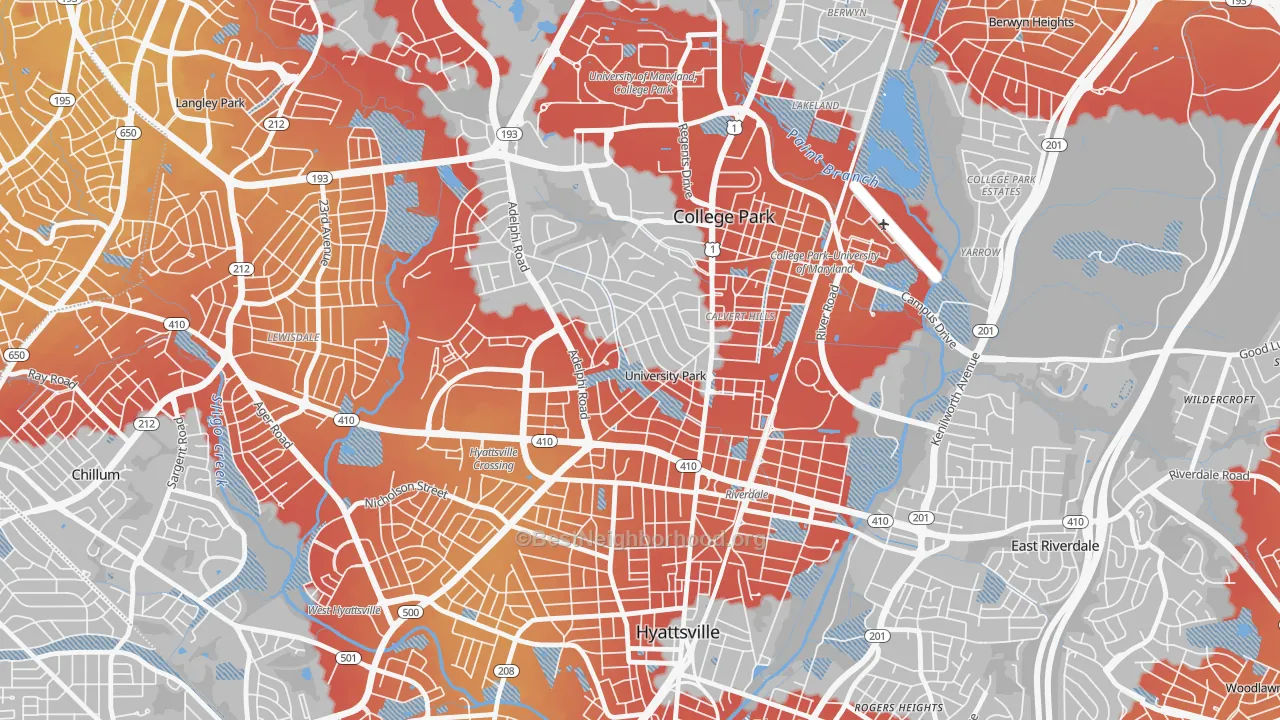 Transit Grade map of University Park, MD