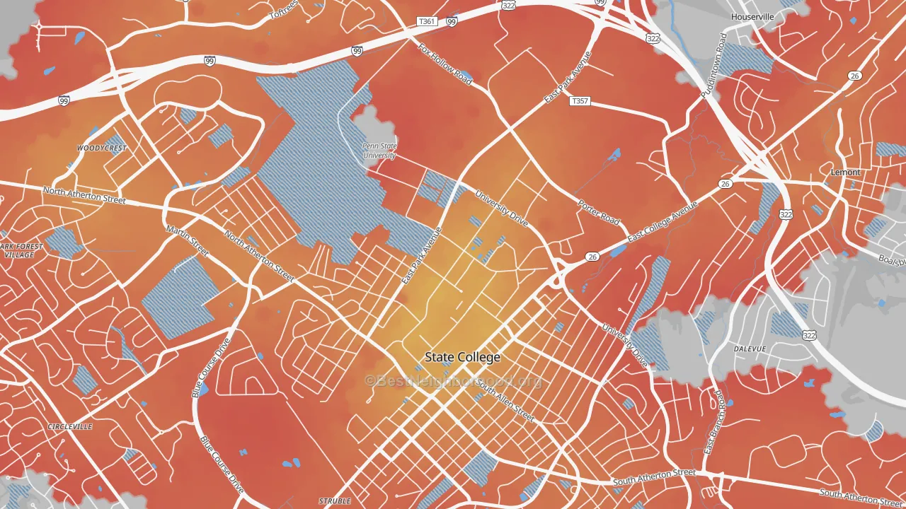 Transit Grade map of University Park, PA