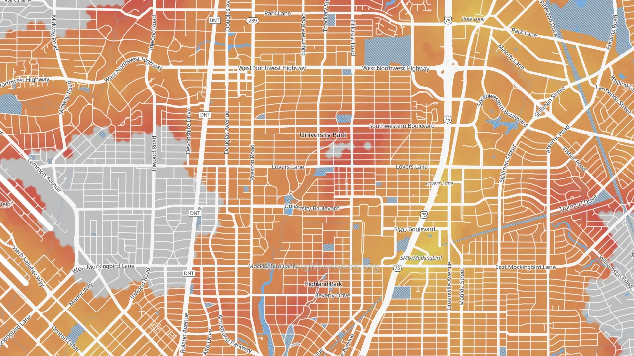 Transit Grade map of University Park, TX