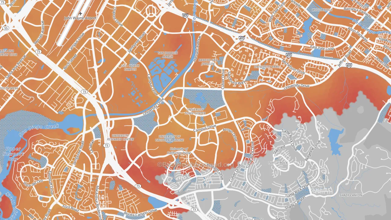 Transit Grade map of University Town Center, Irvine, CA