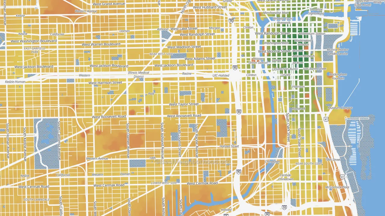 Transit Grade map of University Village, Chicago, IL