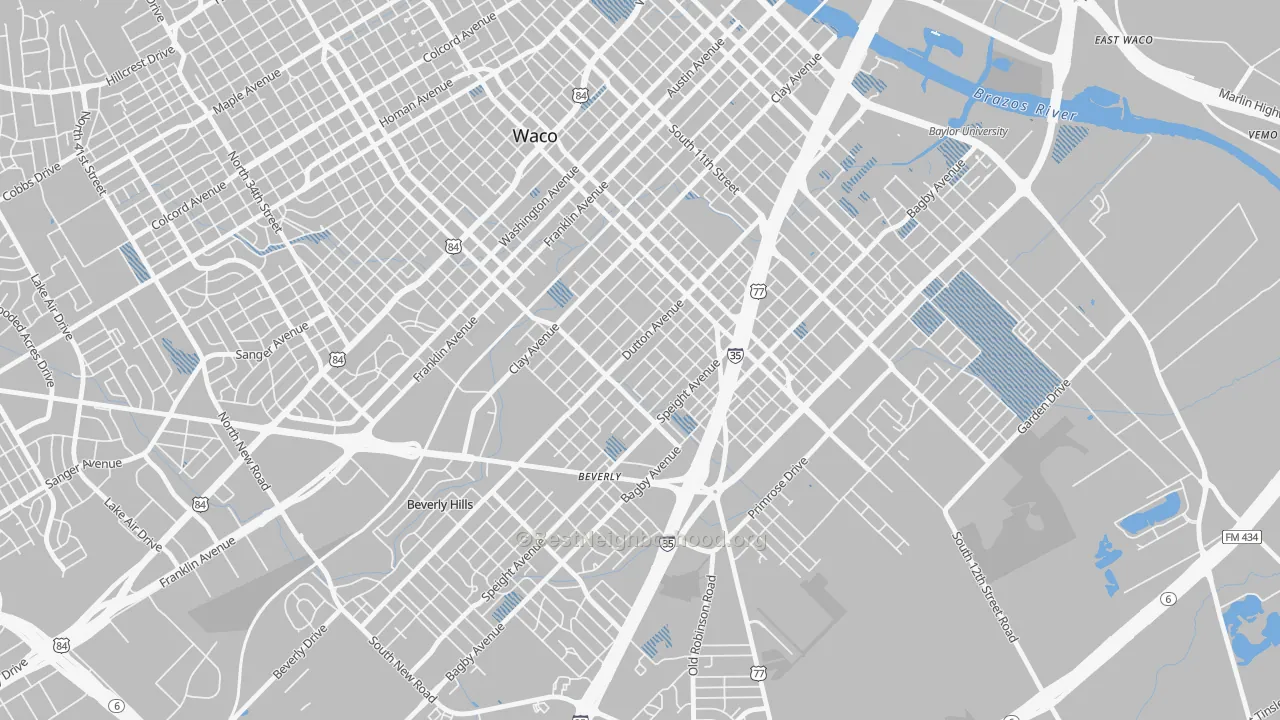Transit Grade map of University, Waco, TX