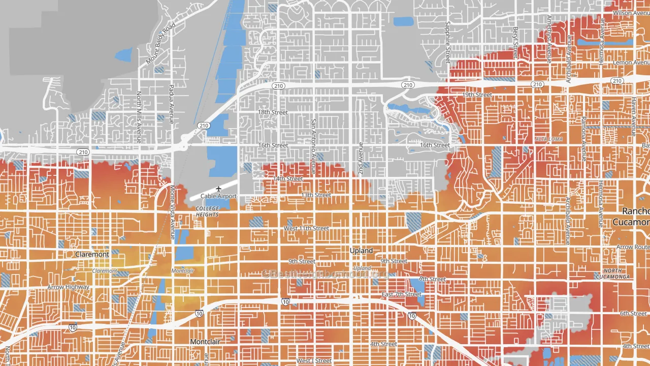 Transit Grade map of Upland, CA