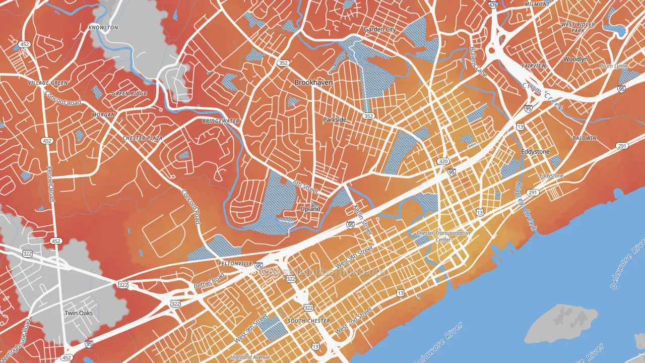 Transit Grade map of Upland, PA
