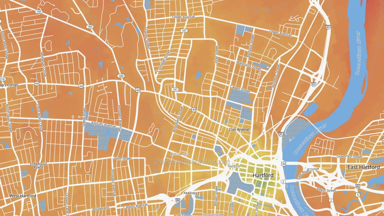 Transit Grade map of Upper Albany, Hartford, CT