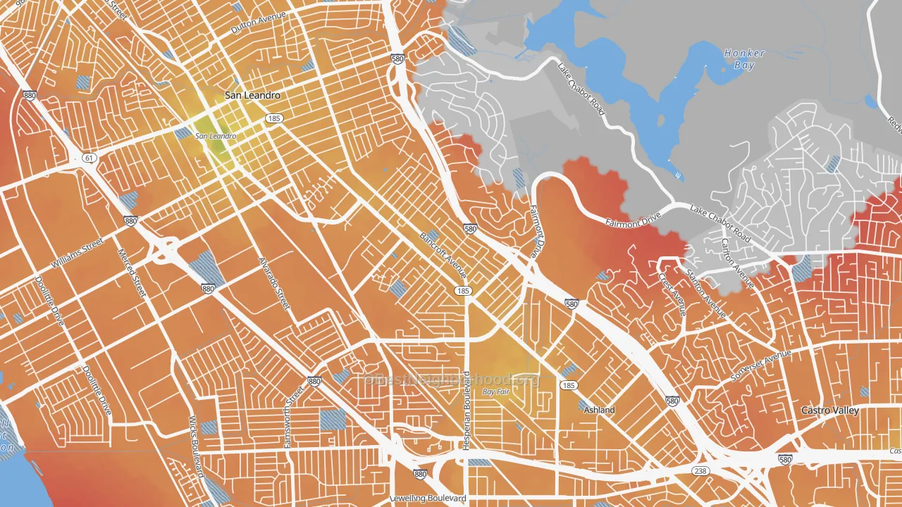 Transit Grade map of Upper Bal, San Leandro, CA