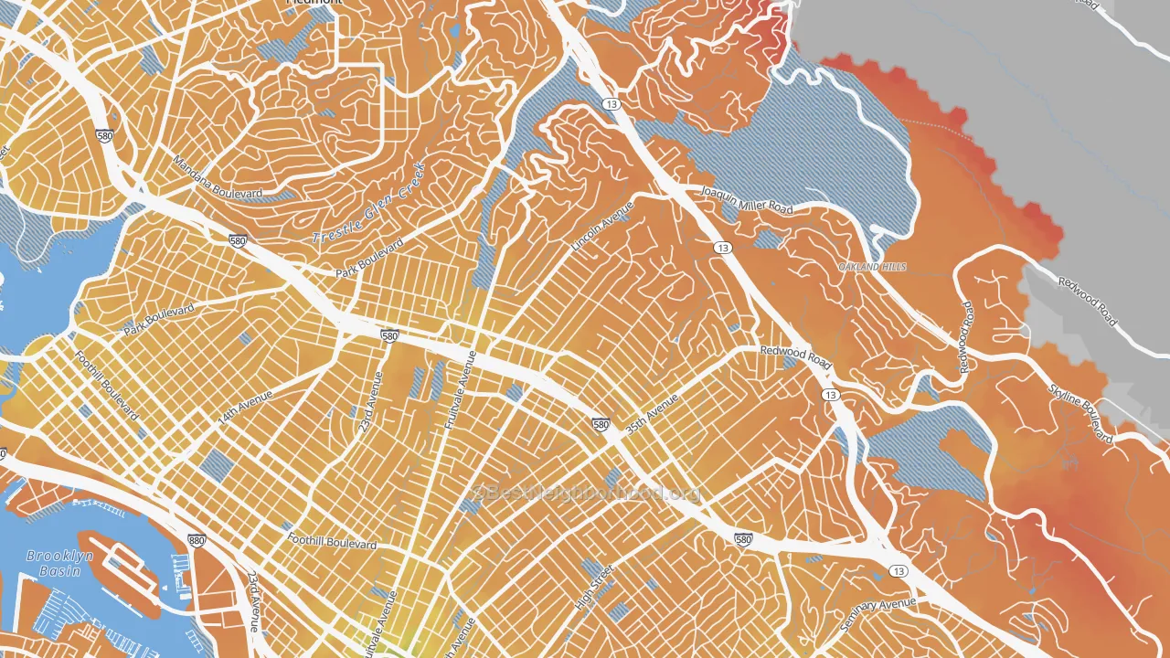Transit Grade map of Upper Dimond, Oakland, CA