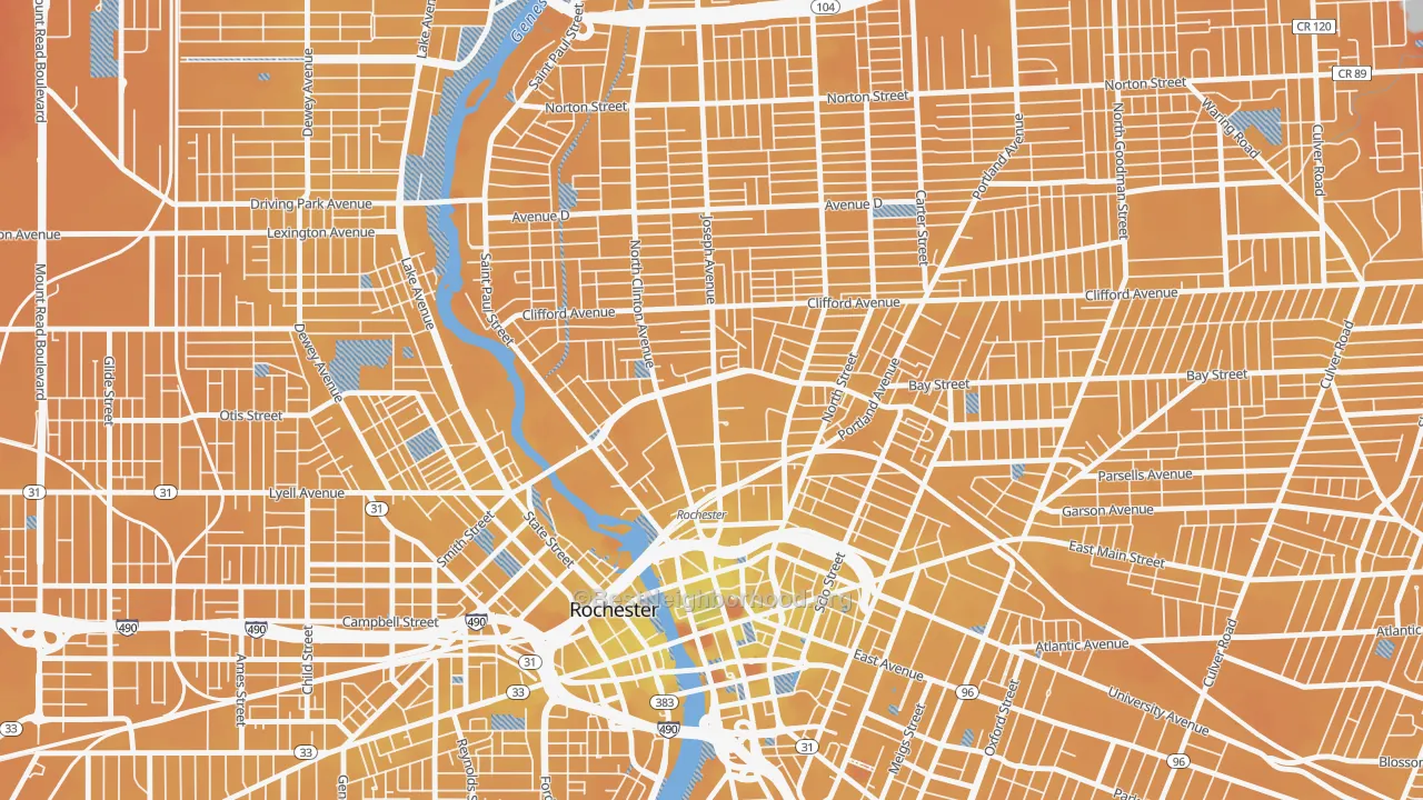 Transit Grade map of Upper Falls, Rochester, NY