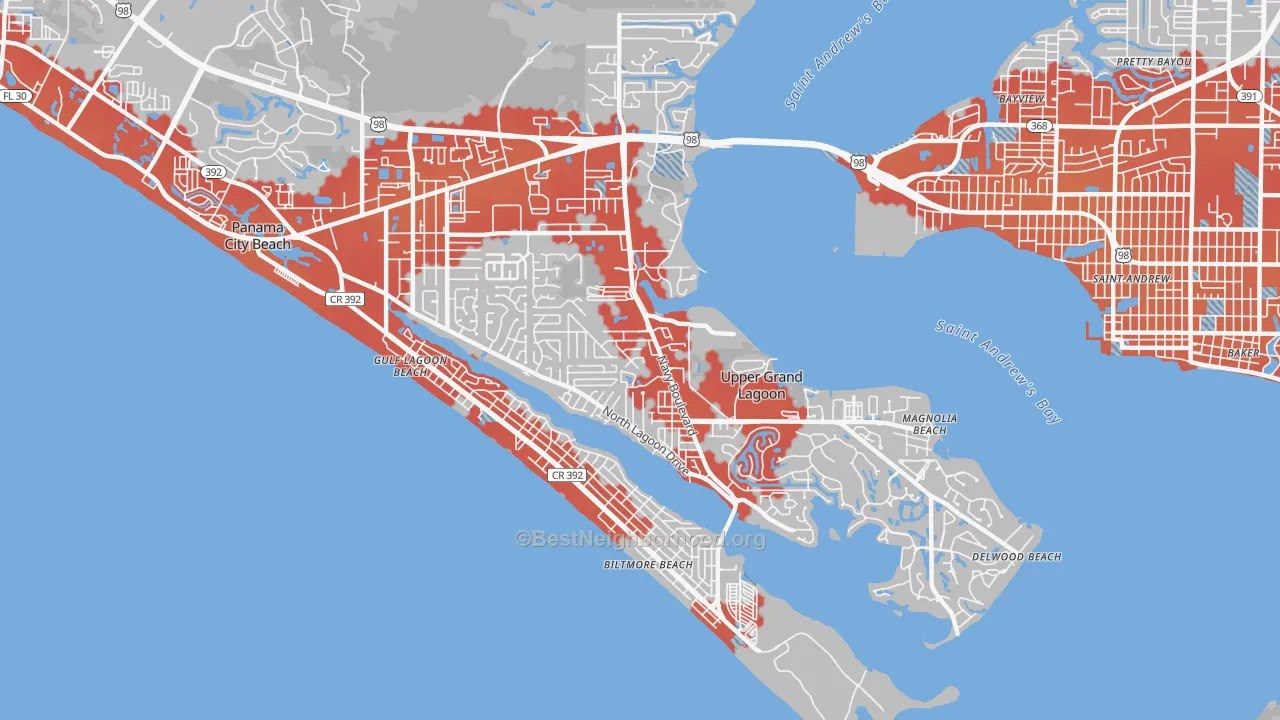 Transit Grade map of Upper Grand Lagoon, FL