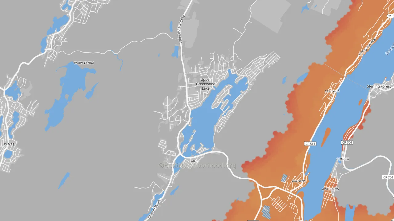 Transit Grade map of Upper Greenwood Lake, NJ
