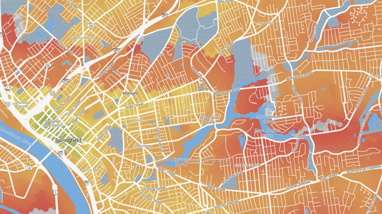 Transit Grade map of Upper Hill, Springfield, MA