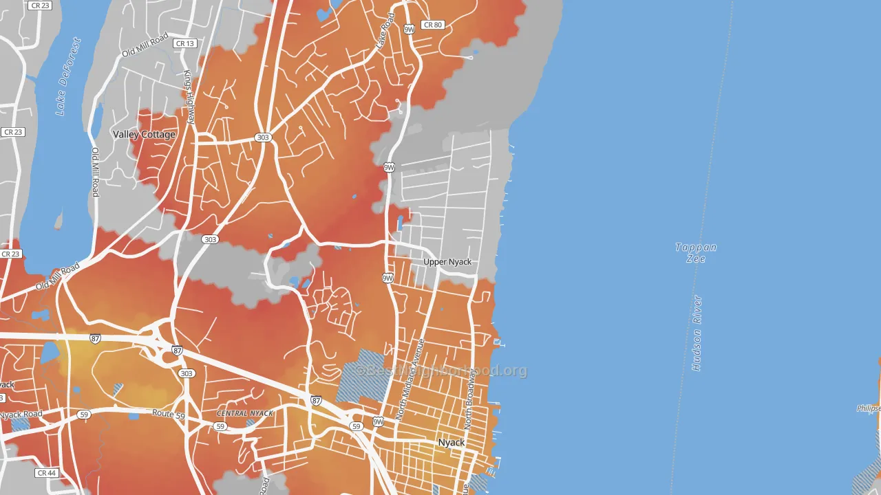 Transit Grade map of Upper Nyack, NY