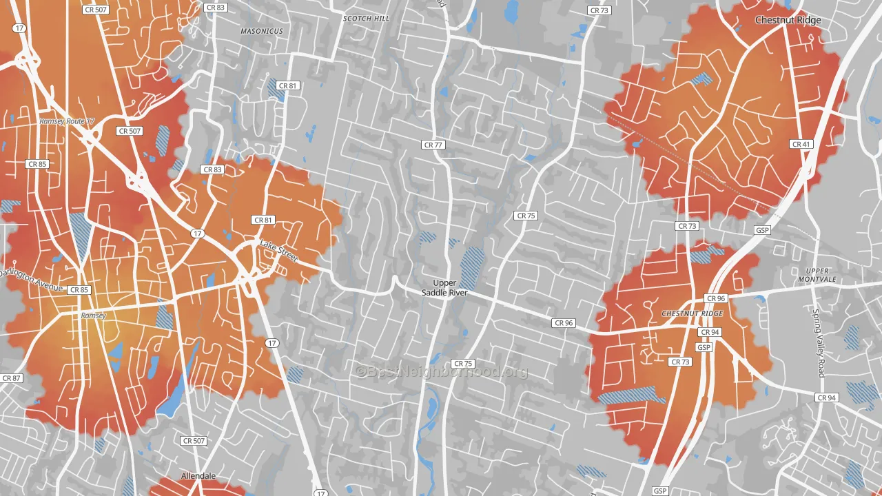 Transit Grade map of Upper Saddle River, NJ