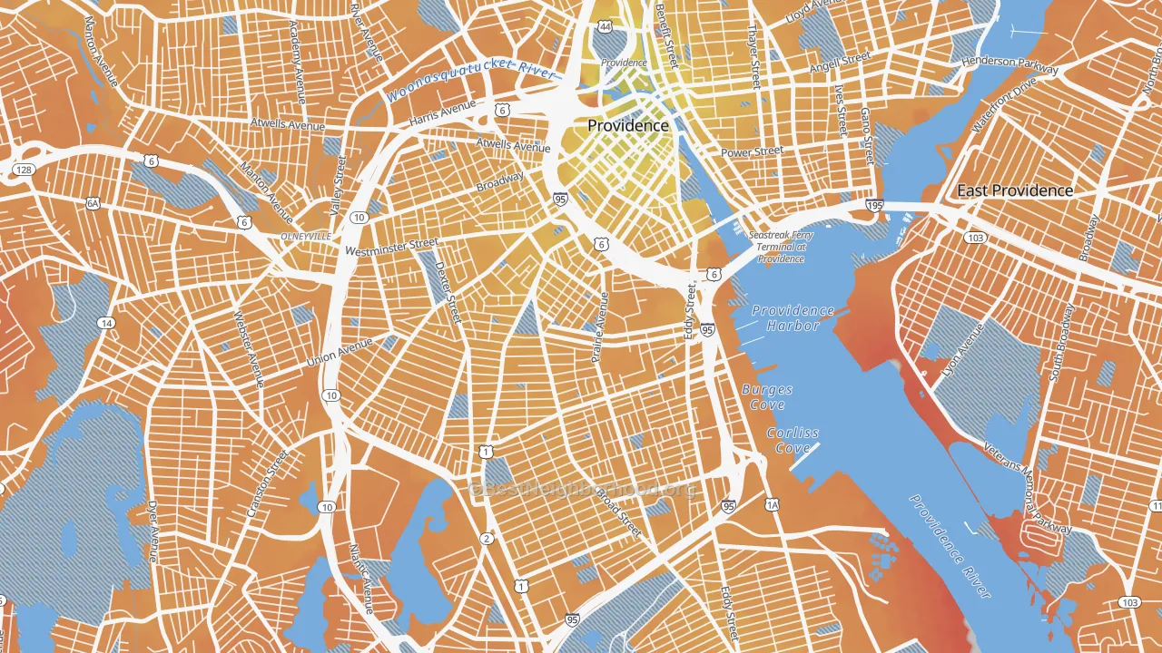 Transit Grade map of Upper South Providence, Providence, RI