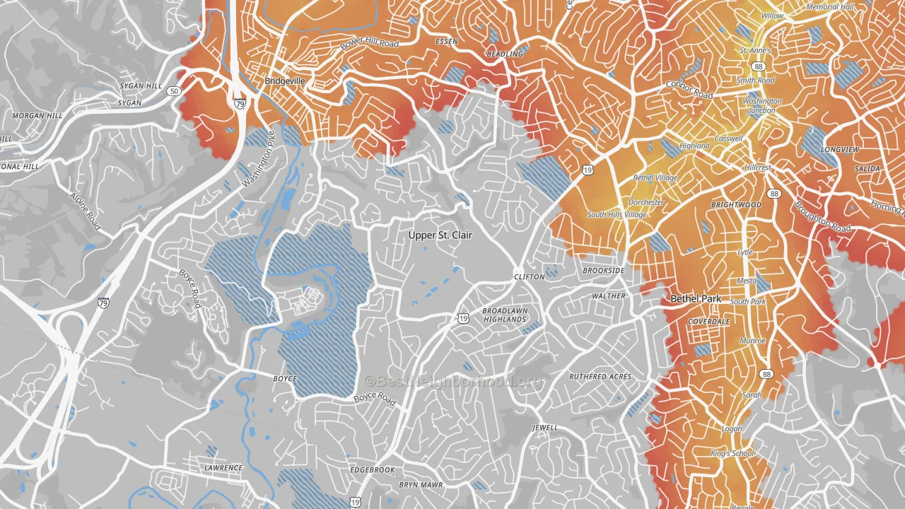 Transit Grade map of Upper St. Clair, PA