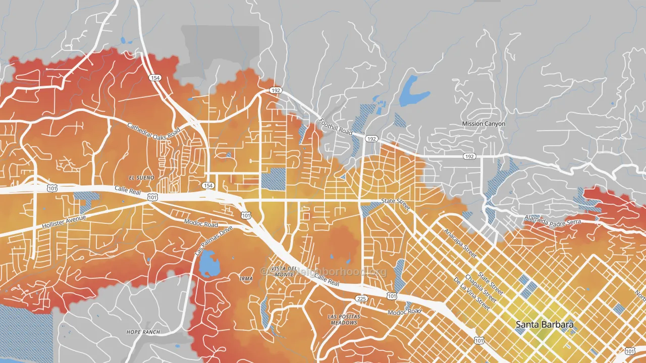 Transit Grade map of Upper State, Santa Barbara, CA