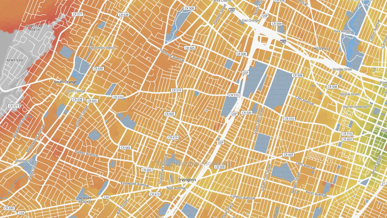 Transit Grade map of Upper Vailsburg, Newark, NJ