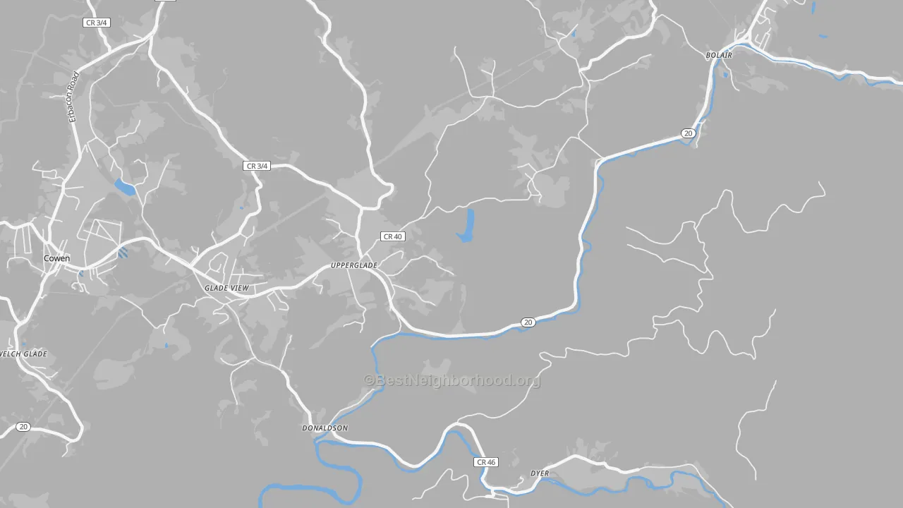 Transit Grade map of Upperglade, WV