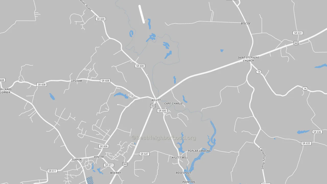 Transit Grade map of Upshaw, VA