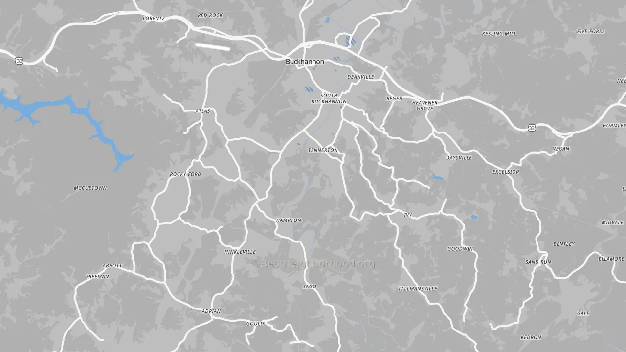 Transit Grade map of Upshur County, WV