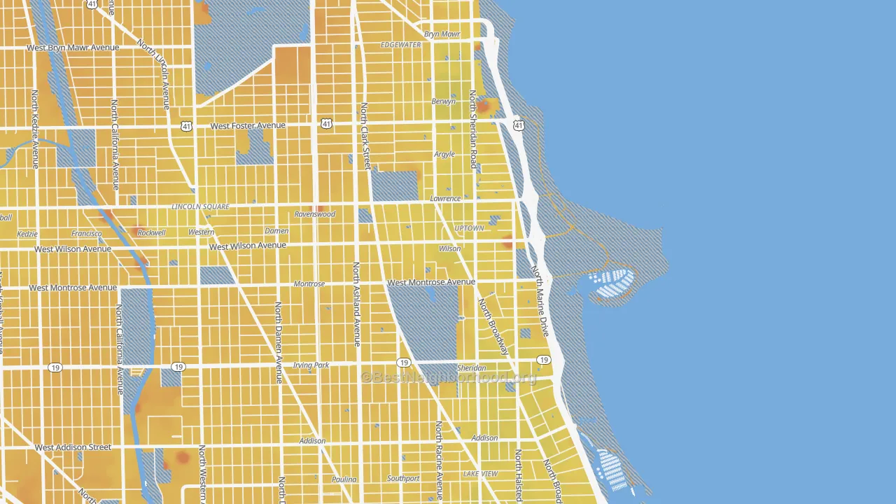 Transit Grade map of Uptown, Chicago, IL