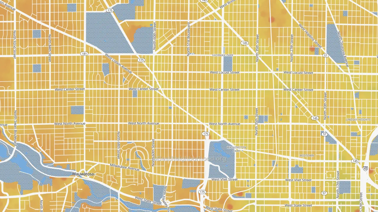 Transit Grade map of Uptown, Milwaukee, WI