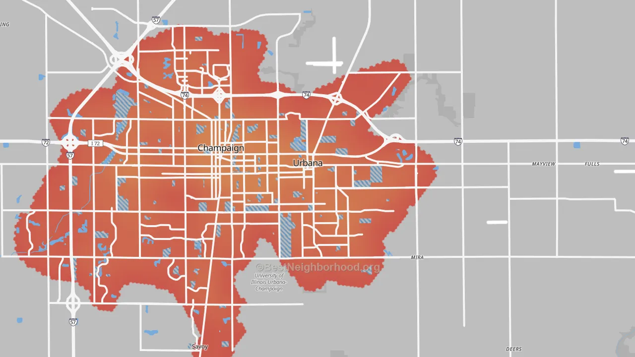 Transit Grade map of Urbana, IL