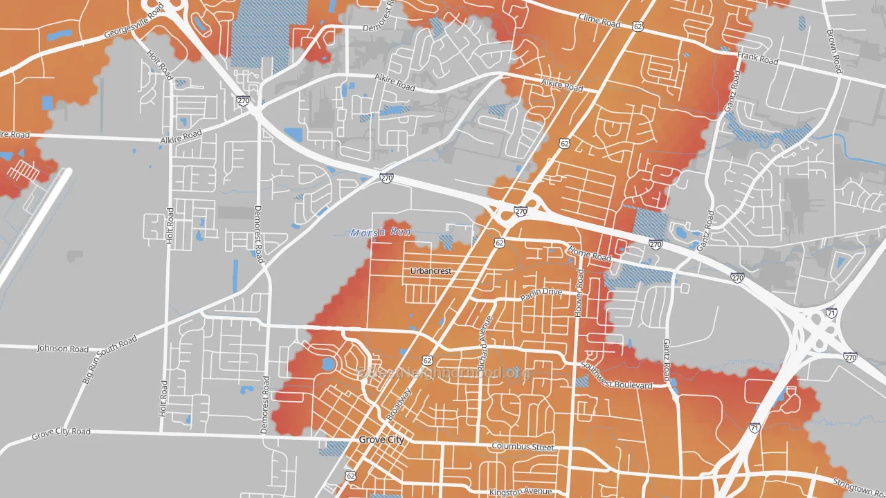 Transit Grade map of Urbancrest, OH