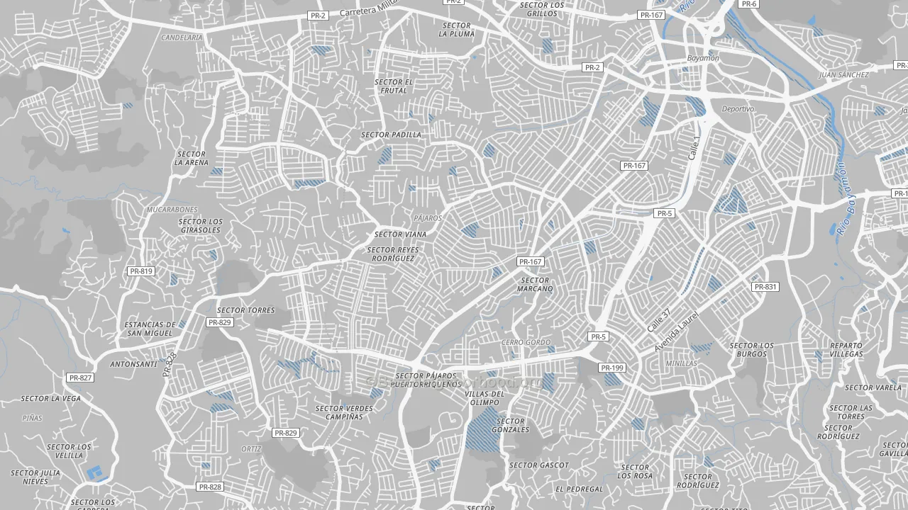 Transit Grade map of Urbanizacion Bayamon Gdns, Bayamon, PR