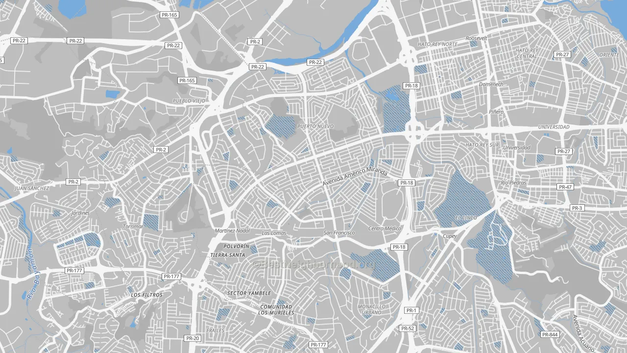 Transit Grade map of Urbanizacion Caparra Terrace, San Juan, PR